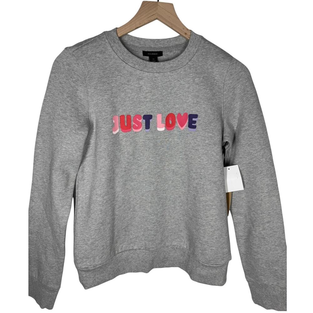 Halogen XS Gray “Just Love” Graphic Sweatshirt NWT Nordstrom